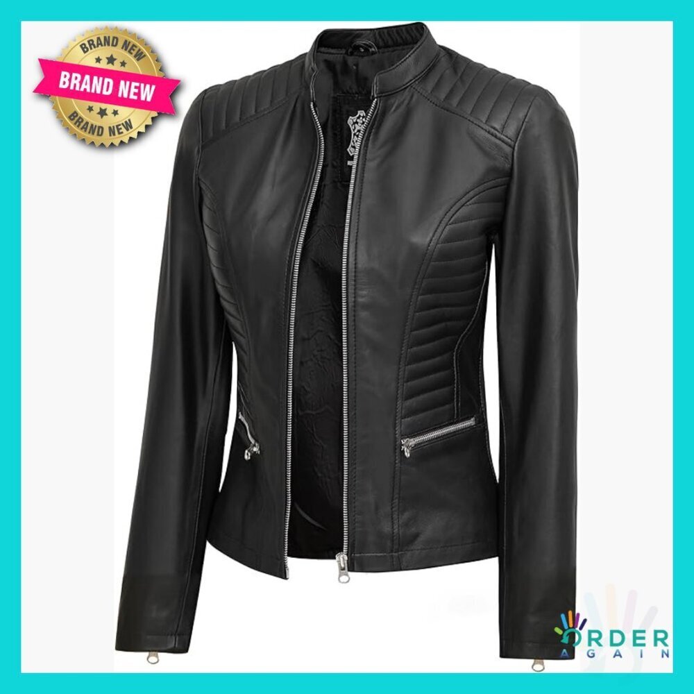 Lambskin Leather Jacket Cafe Racer Style Distressed Aviator Chic